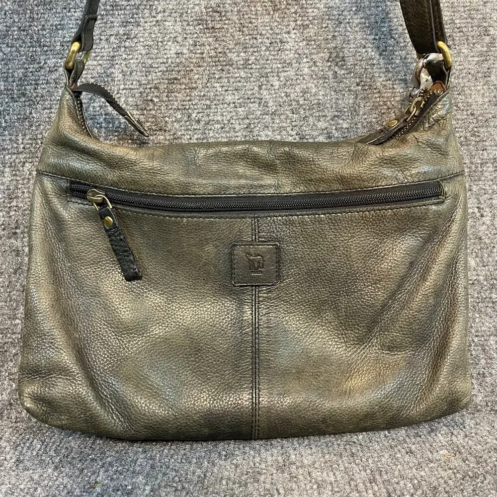 NHLO Gray Perforated Leather Hobo Shoulder Bag Slouchy Purse Tote RFID